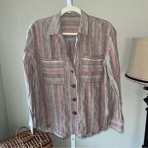 Free People Multicolor Striped Oversized Blouse